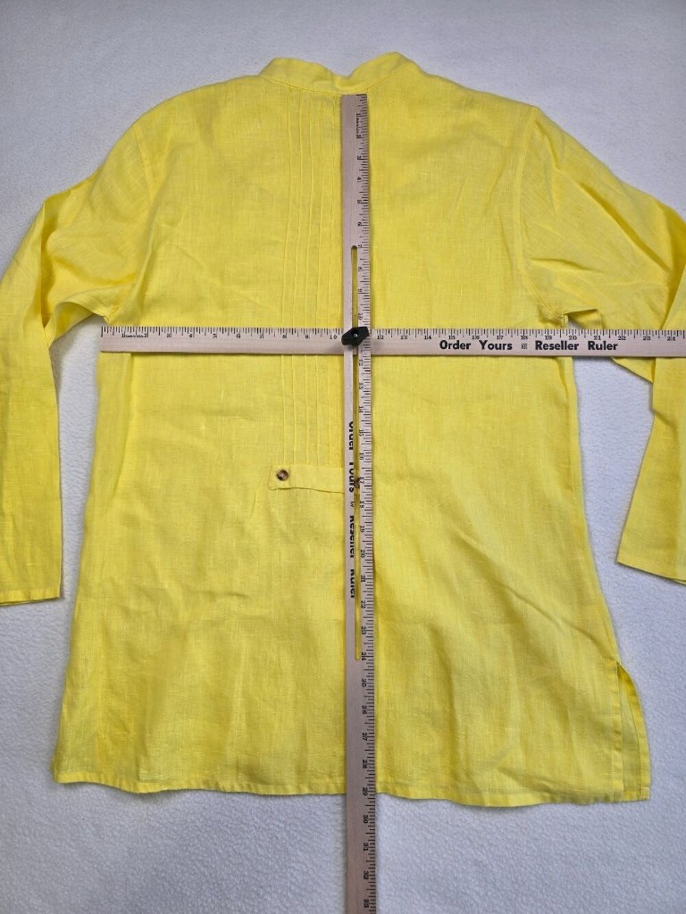Yellow Womens Medium 100% Linen Button-Down Shirt Lagenlook - Picture 3 of 3